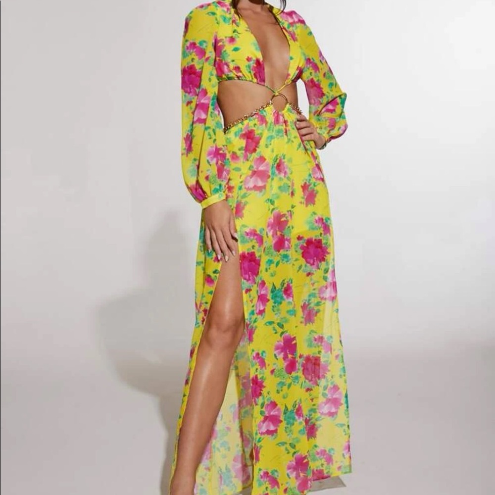 Boho floral dress with chain - Picture 4 of 7
